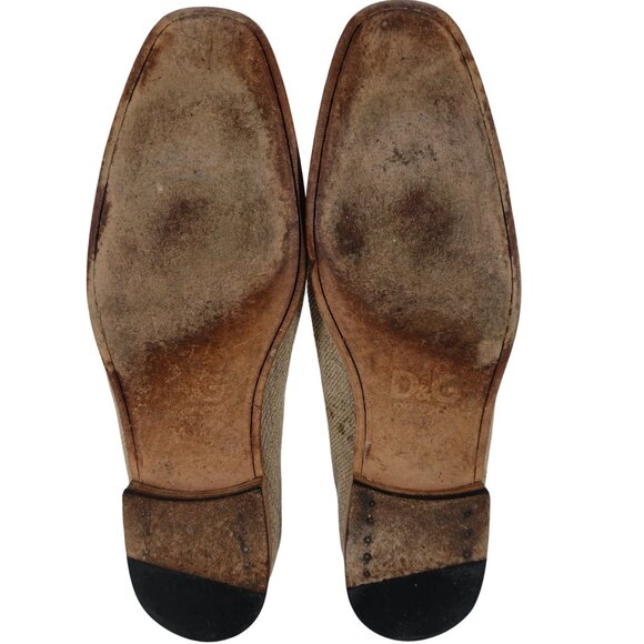 Dolce & Gabbana Italy Beige Brown Canvas Suede Dress Shoes Men 10.5 Penny Loafer main image 6